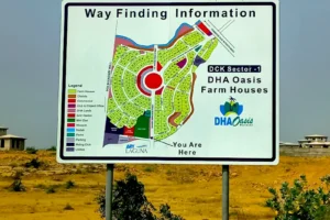 Wayfinding Signage of sector 1 in dha city karachi near ary laguna