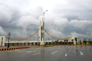 dha city karachi main gate after rain