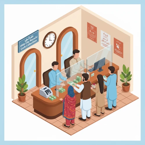 Cash Counter Collection at DHA City Karachi Head Office for Dues and Payments