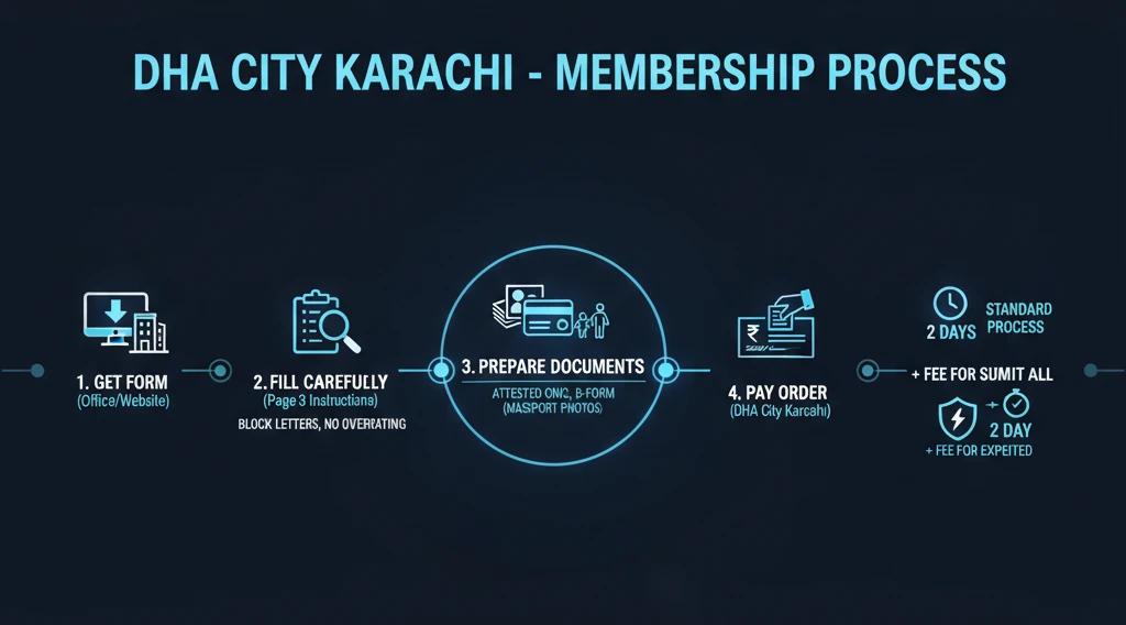 DHA City Karachi Membership Process Timeline - Important Forms and Required Documents