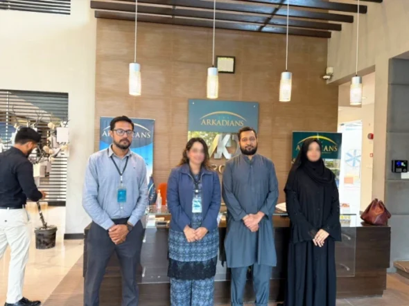Property Pole CEO Manzar Mashhood his wife with The Arkadians Representatives after signing up the official partner agreement